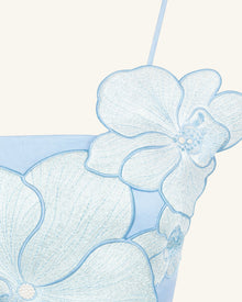 Orchid Appliqué Mini Dress - Blue