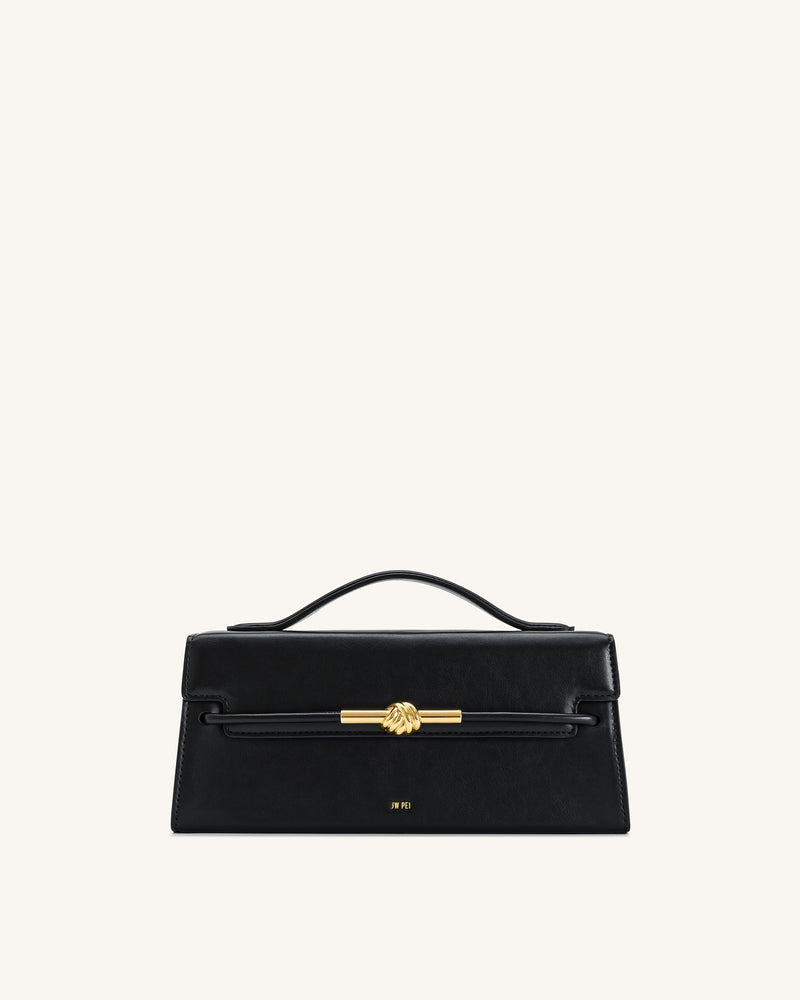 Lena Metal Rope Knot Top Handle Bag - Black