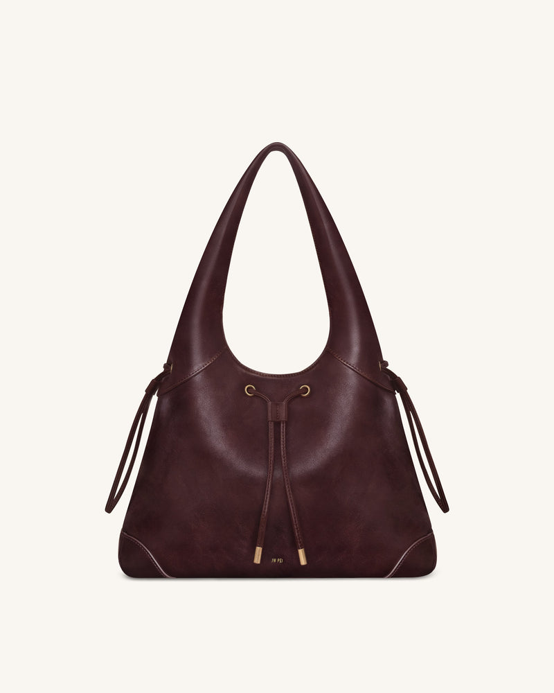 Celandra Drawstring Hobo Bag - Deep Burgundy