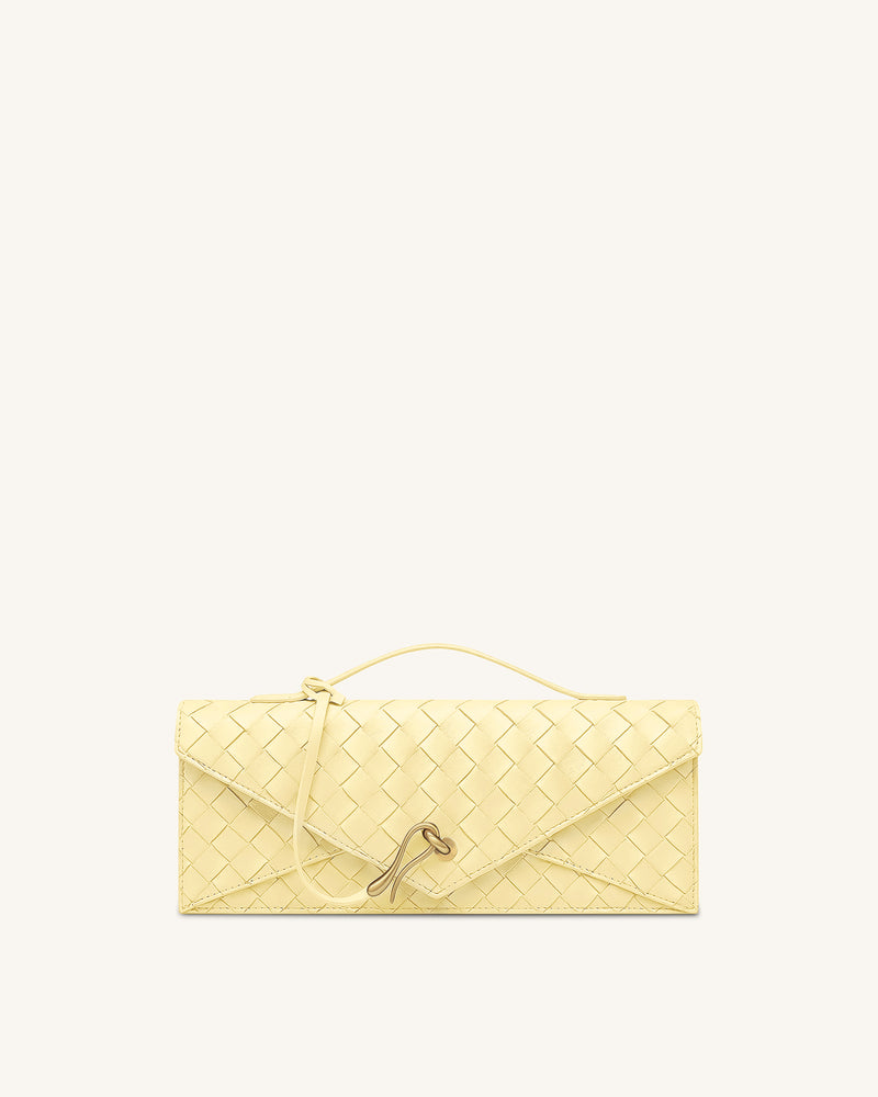 Celeste Woven Textured Envelope Top Handle Bag - Yellow