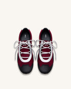 Caitlin Faux Suede Lace-up Ballerina Sneakers - Burgundy & Light Grey