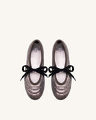 Erika Topstitching Lace-up Ballet Flats - Dark Brown