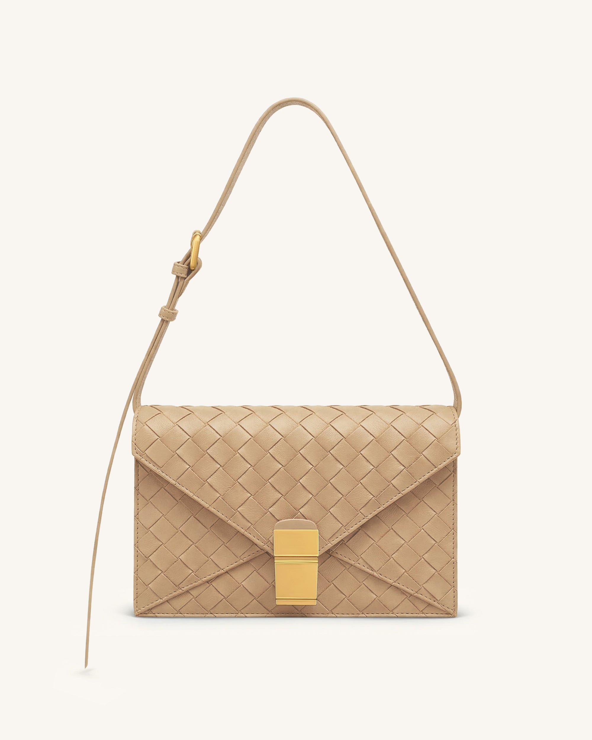 Clio Woven Textured Envelope Crossbody Bag - Khaki