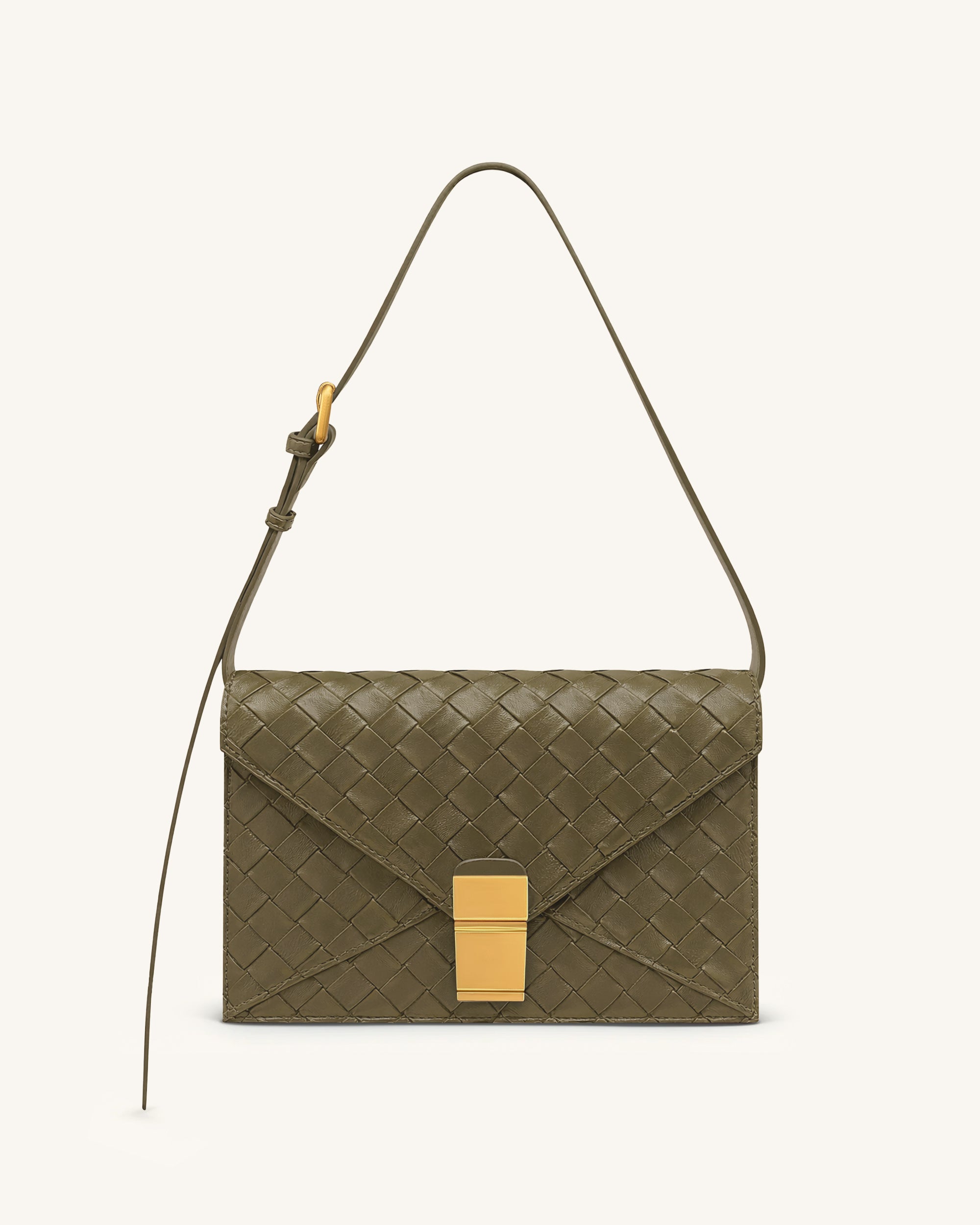 Clio Woven Textured Envelope Crossbody Bag - Olive Green