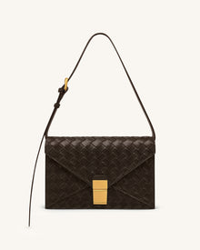 Clio Woven Textured Envelope Crossbody Bag - Dark Brown