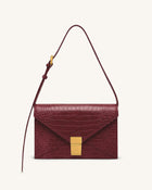 Clio Envelope Crossbody Bag - Burgundy Croc