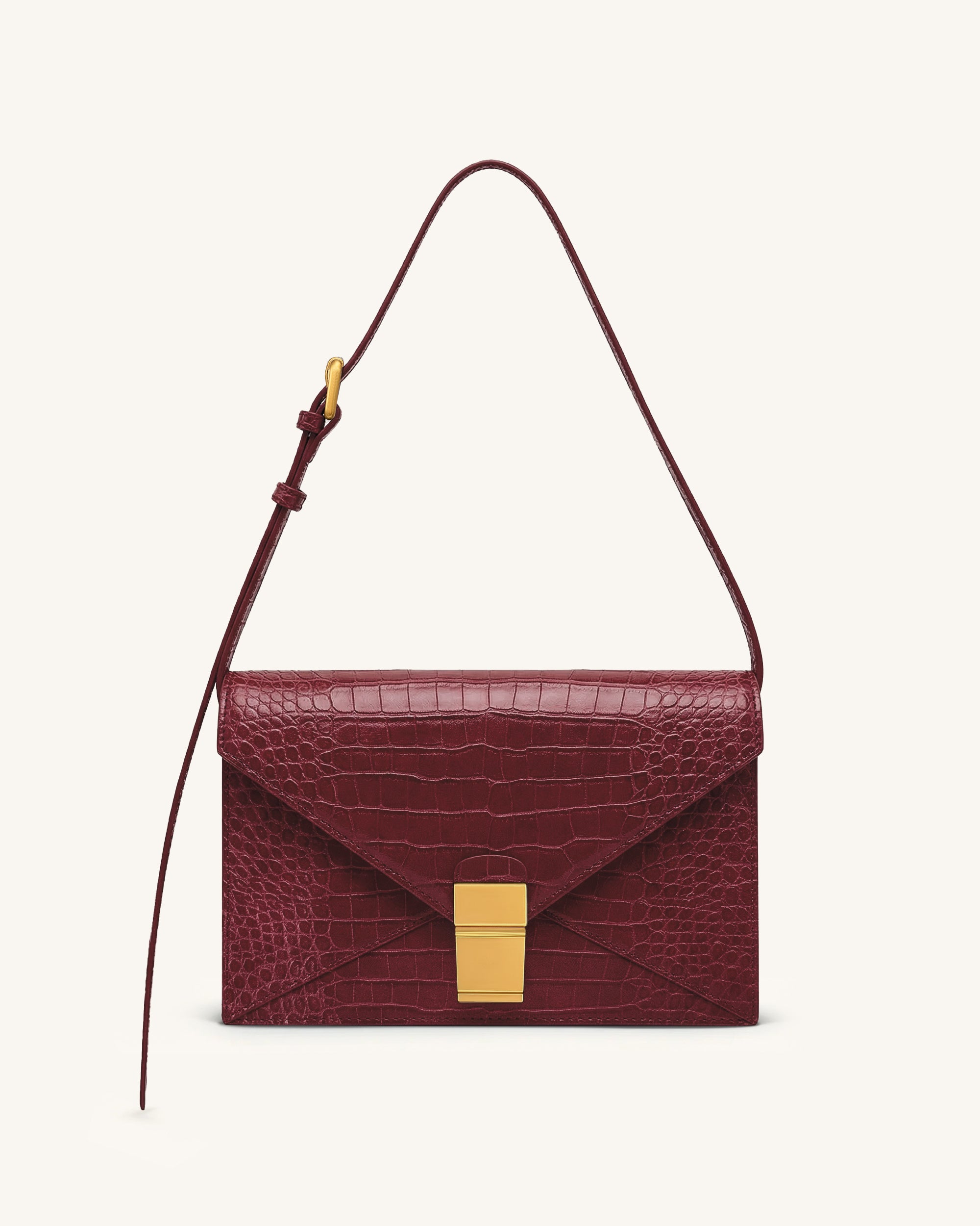 Clio Envelope Crossbody Bag - Burgundy Croc