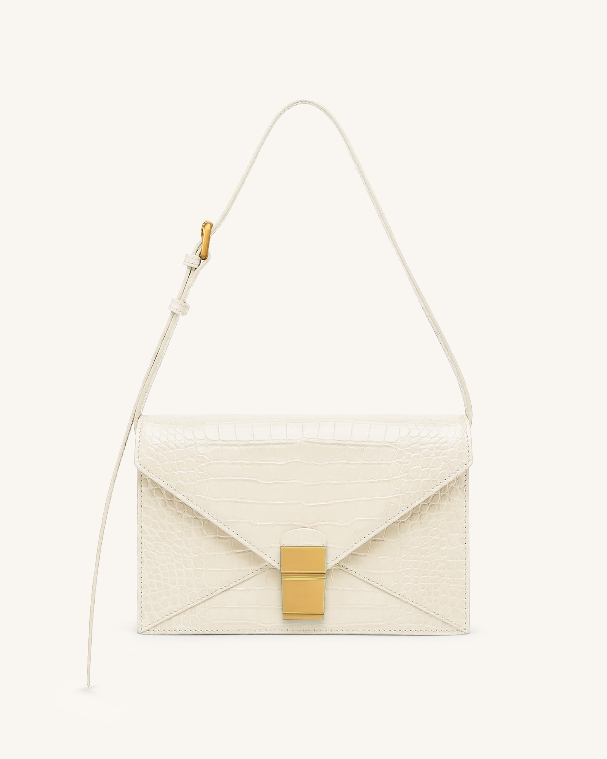 Clio Envelope Crossbody Bag - Ivory Croc