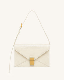 Clio Envelope Crossbody Bag - Ivory Croc