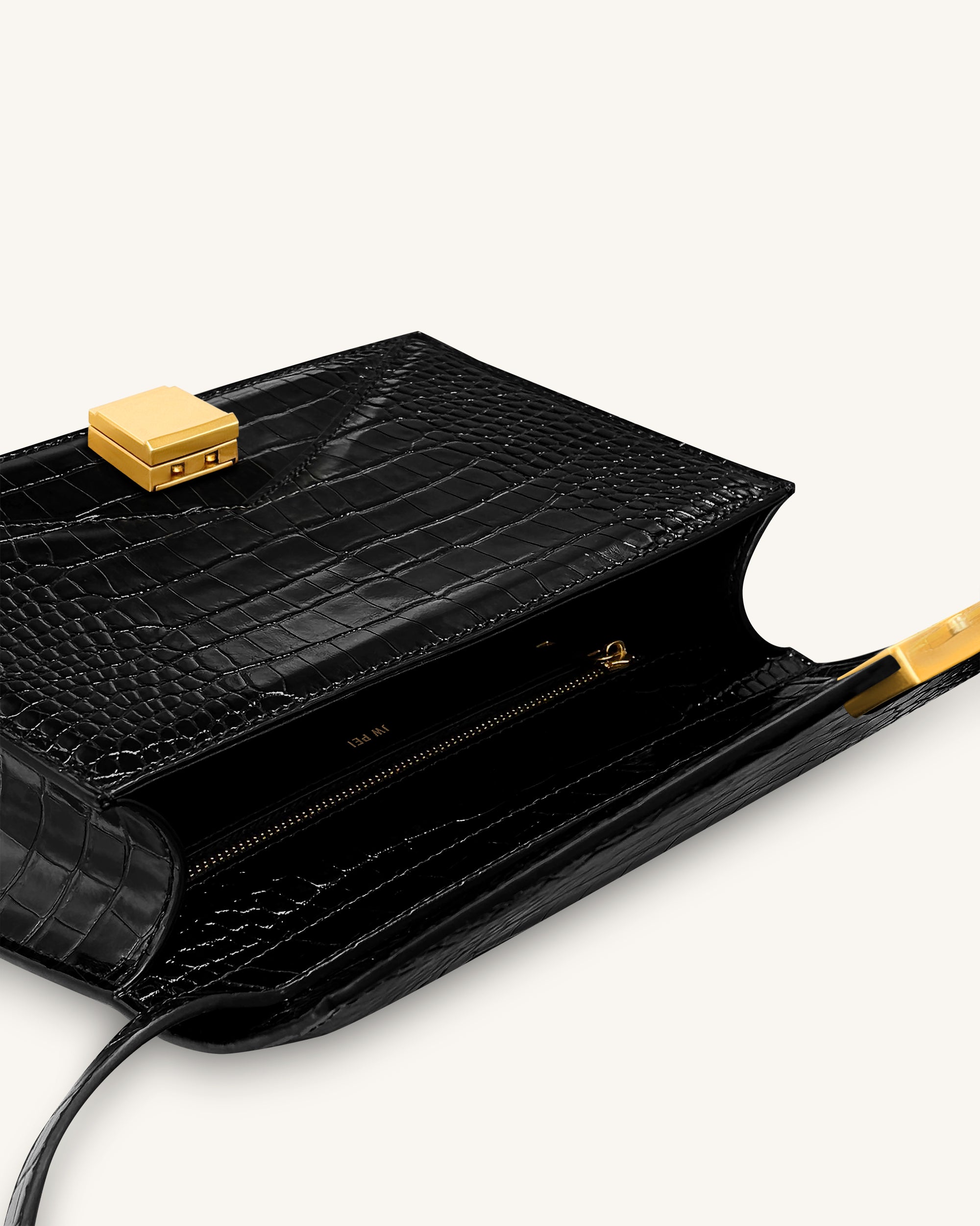 Clio Envelope Crossbody Bag - Black Croc