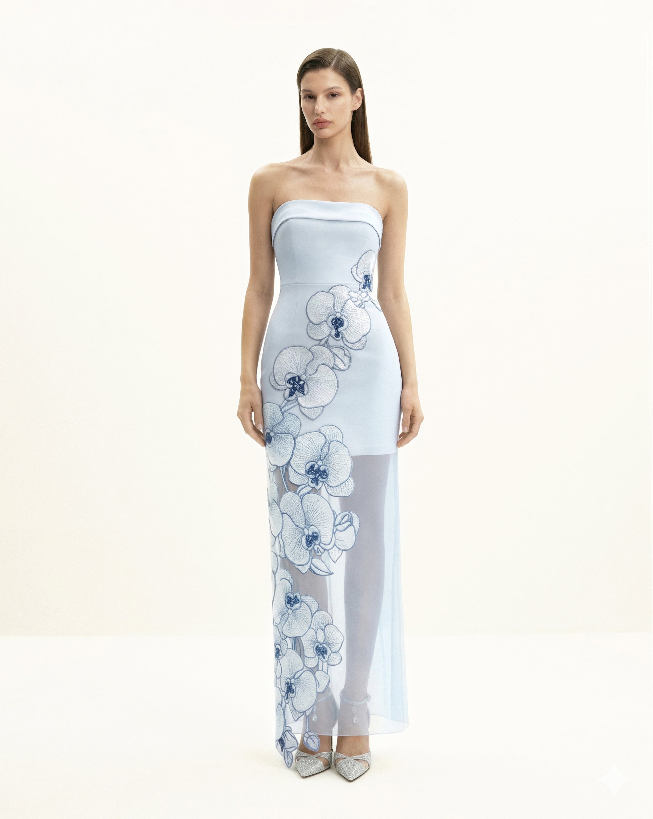 Orchid Embroidered Dress - Light Blue