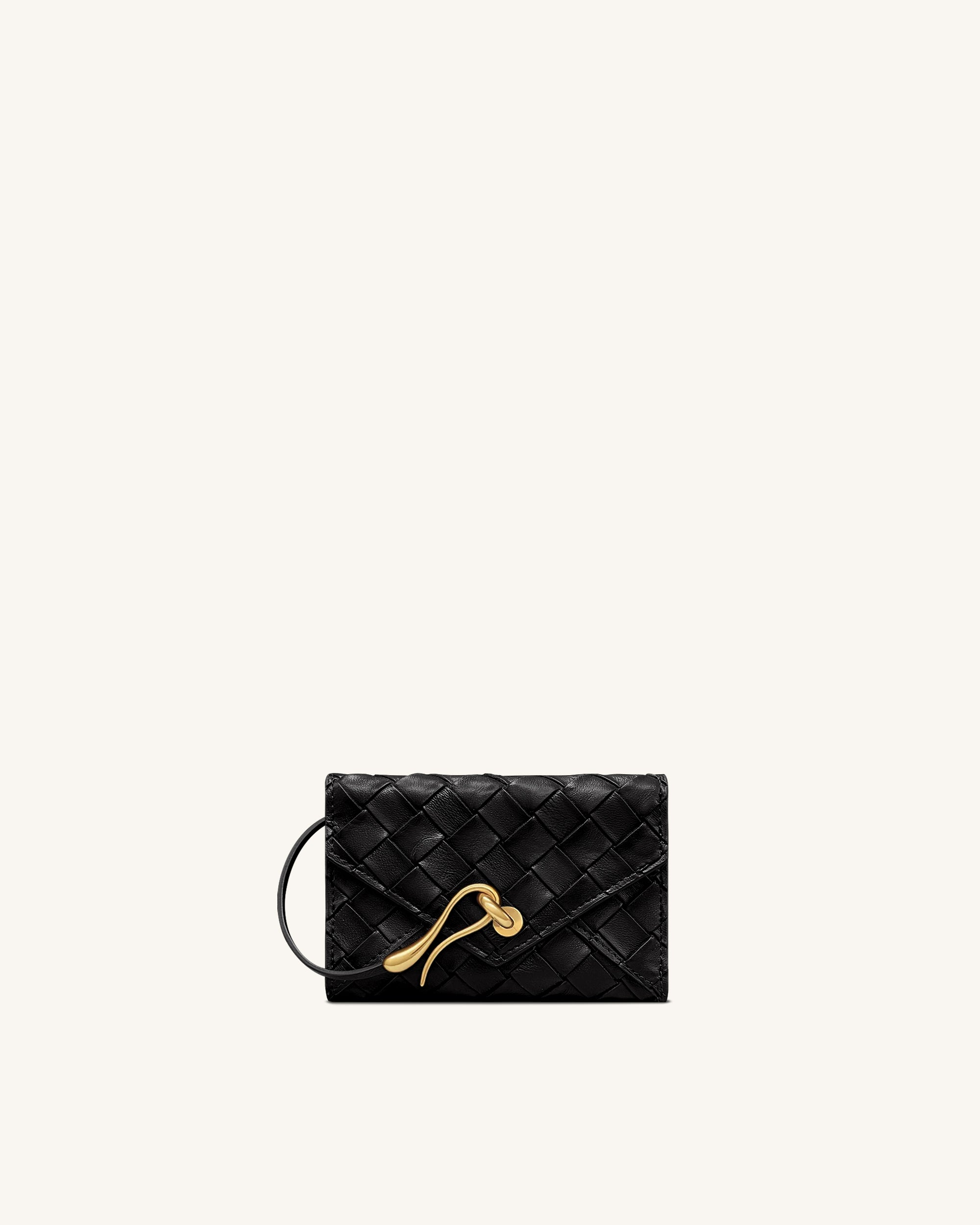 Celeste Woven Textured Envelope Wallet - Black