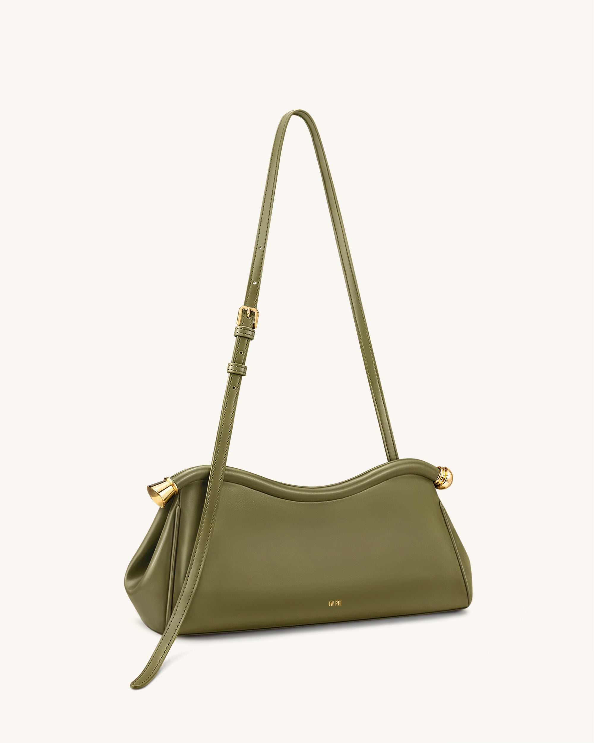 Naomi Curved Shoulder Bag - Olive Green