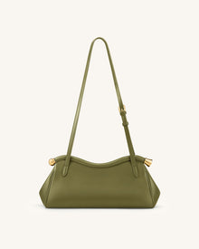 Naomi Curved Shoulder Bag - Olive Green