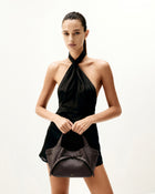 Mabel Soft Bow Tote Bag - Dark Brown