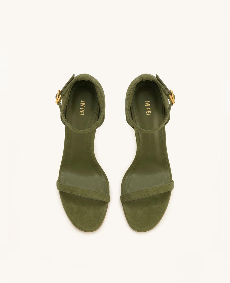 Alivia Ankle Strap Suede Sandals - Green