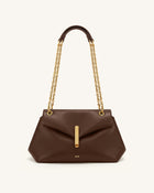 Valerie Chain Flap Shoulder Bag - Dark Brown