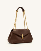 Valerie Chain Flap Shoulder Bag - Dark Brown