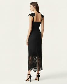 Orchid Embroidered Corset Dress - Black