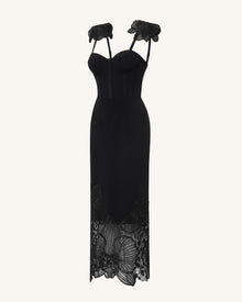 Orchid Embroidered Corset Dress - Black