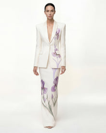 Iris Motif Maxi Skirt - White