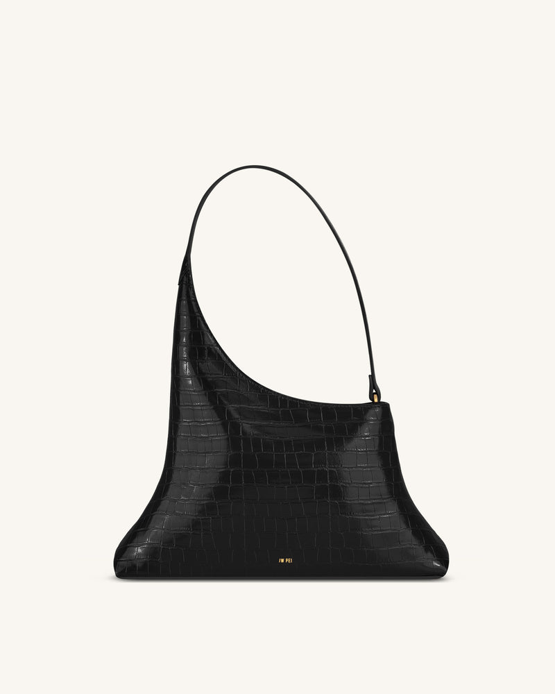 Lyra Shoulder Bag - Black Croc