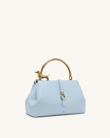 Bruna Dachshund Metal Handle Top Handle Bag - Light Blue