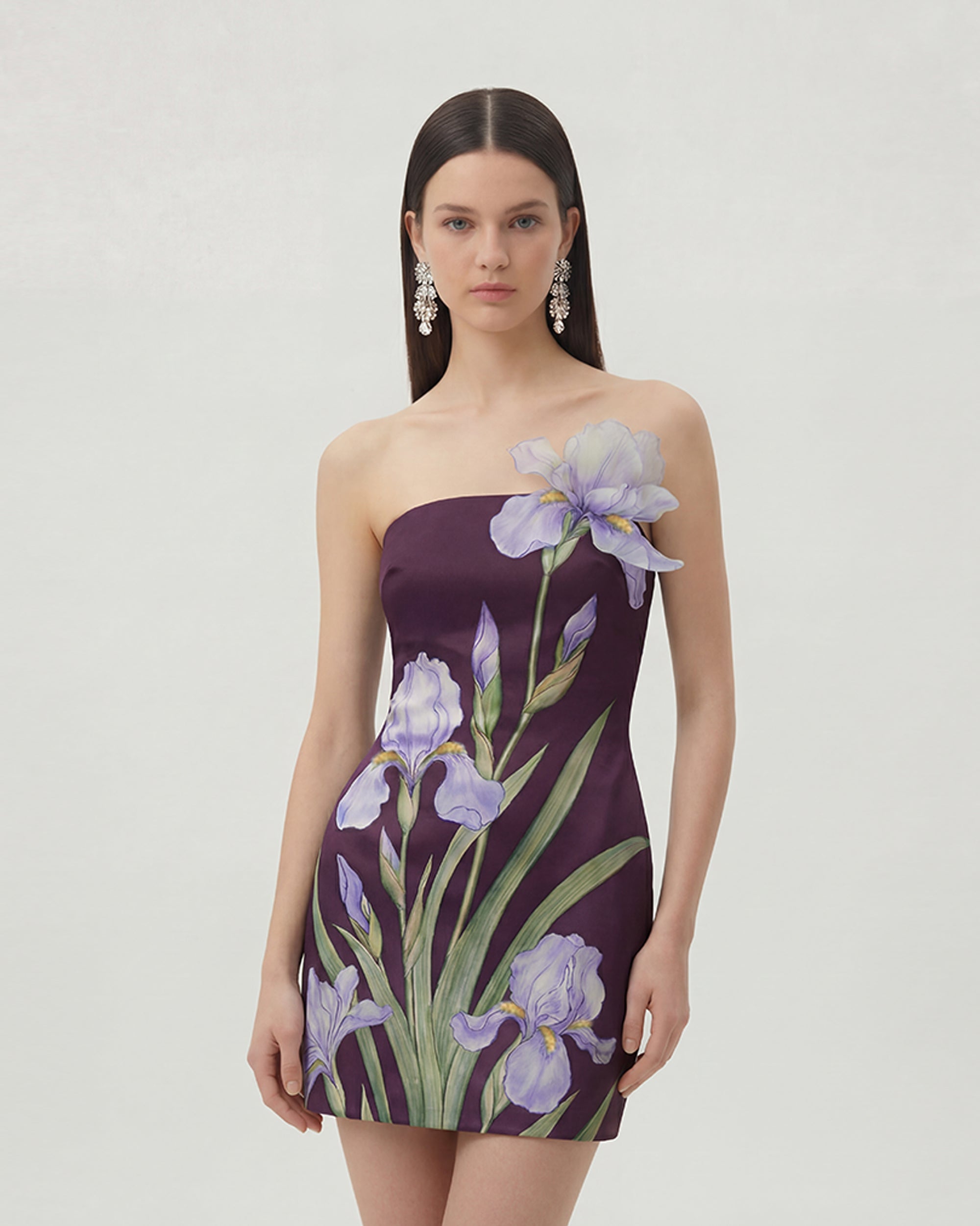 Floral Printed Mini Dress - Purple