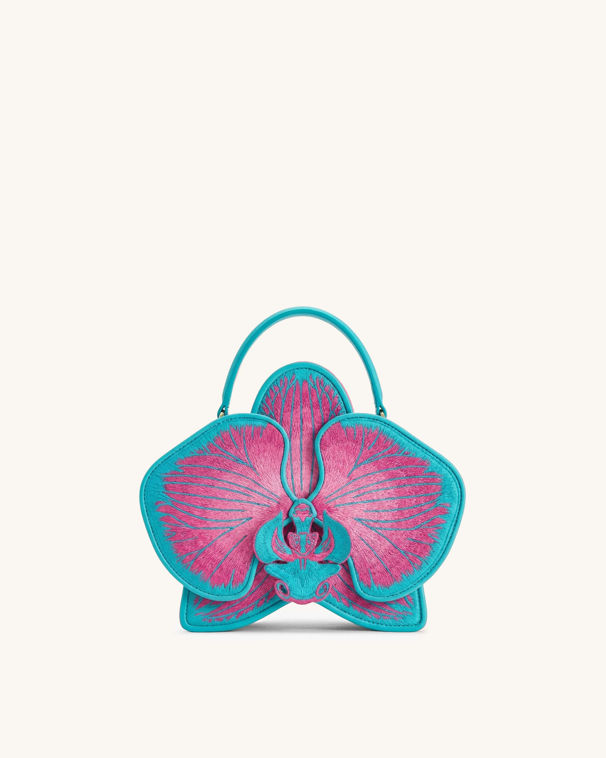 Flora Orchid Shaped Top Handle Bag - Pink Blue
