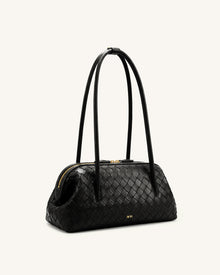 Aveline Woven Textured Shoulder Bag - Black