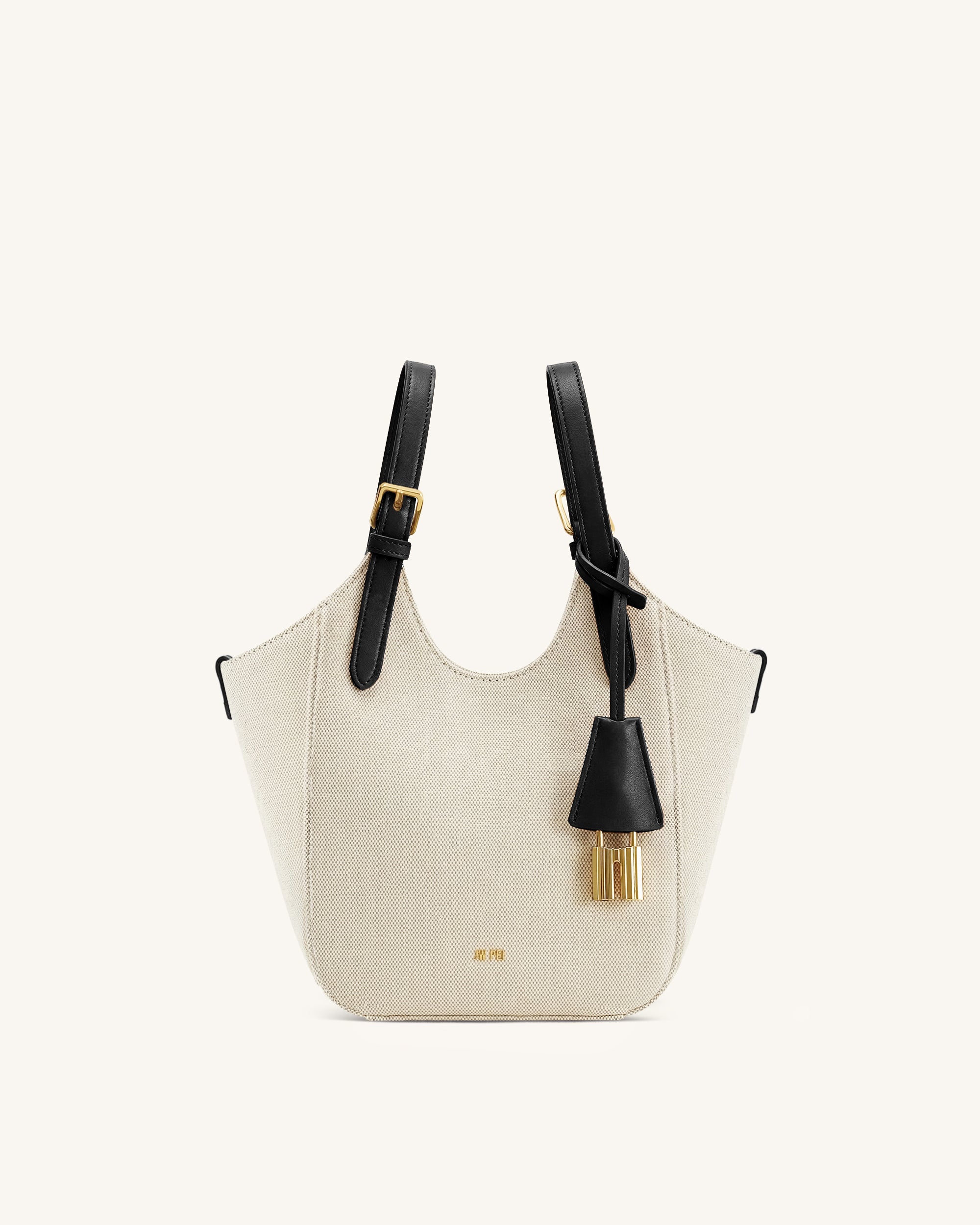 Ines Padlock Tote Bag - Black Canvas