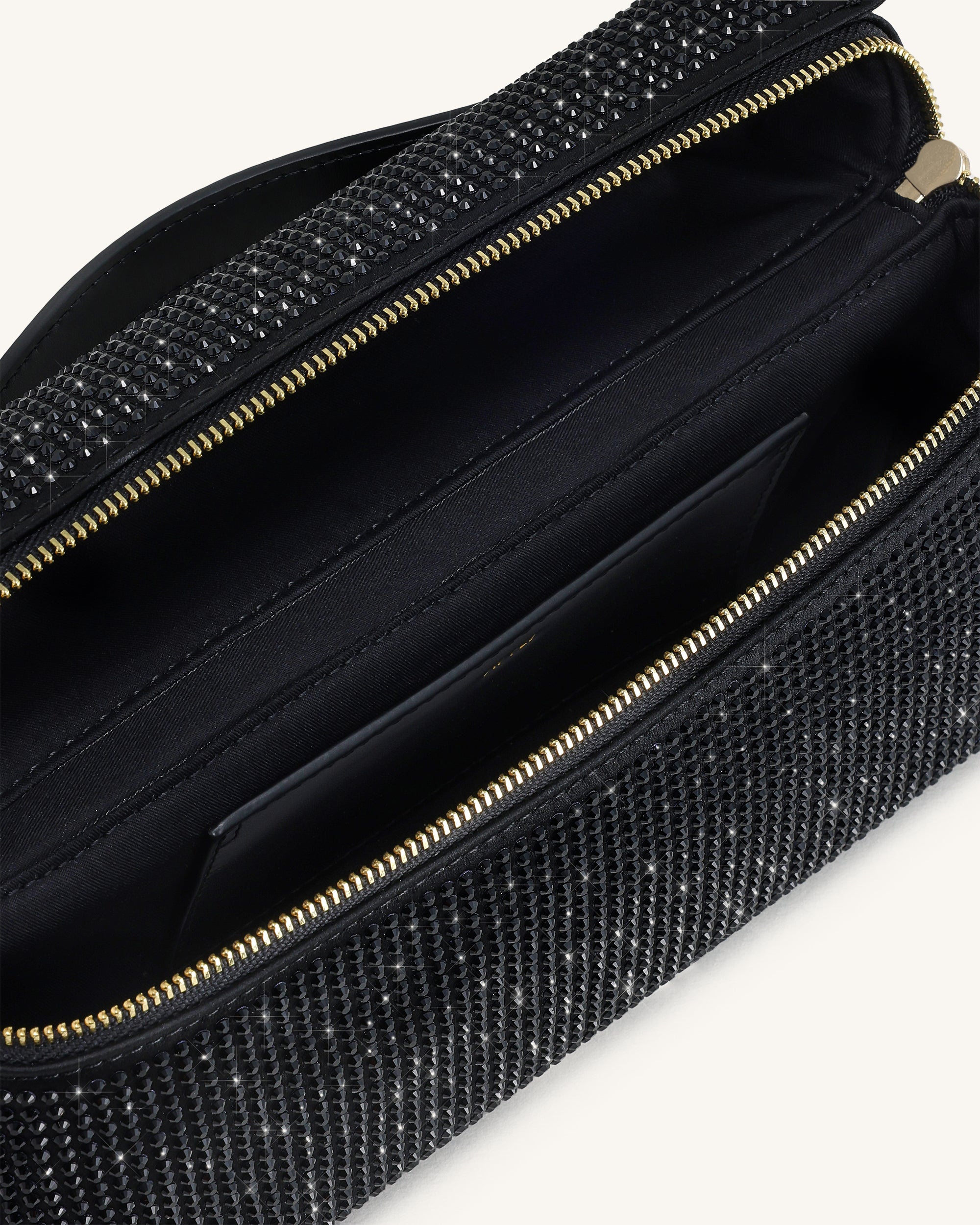 Thea Artificial Crystal Top Handle Bag - Black