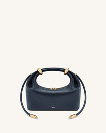 Ellie Metal Ring Embellished Top Handle Bag - Navy
