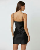 Orchid Embroidered Cowl Neck Slip Mini Dress - Black Purple