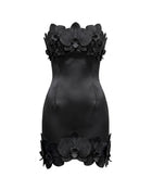 Orchid Trim Strapless Mini Dress - Black