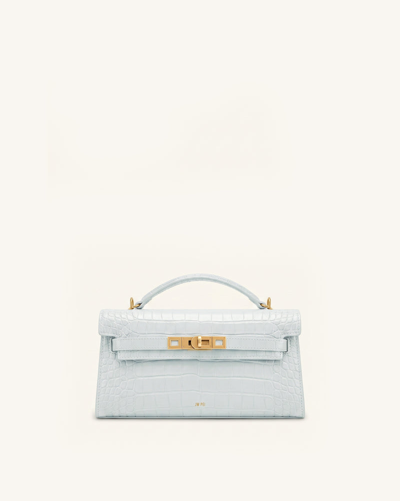 Noor Top Handle Bag - Blue Croc