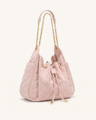 Rowan Faux Suede Quilted Chain Bucket Bag - Pink