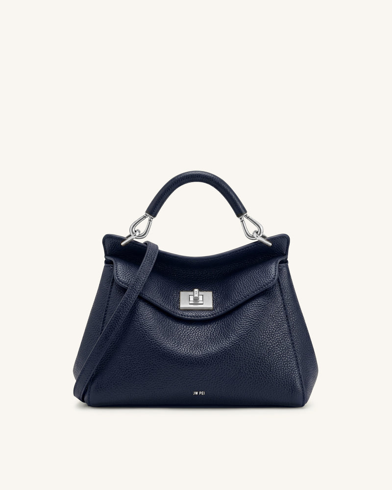 Lucia Classic Top Handle Bag - Navy Blue