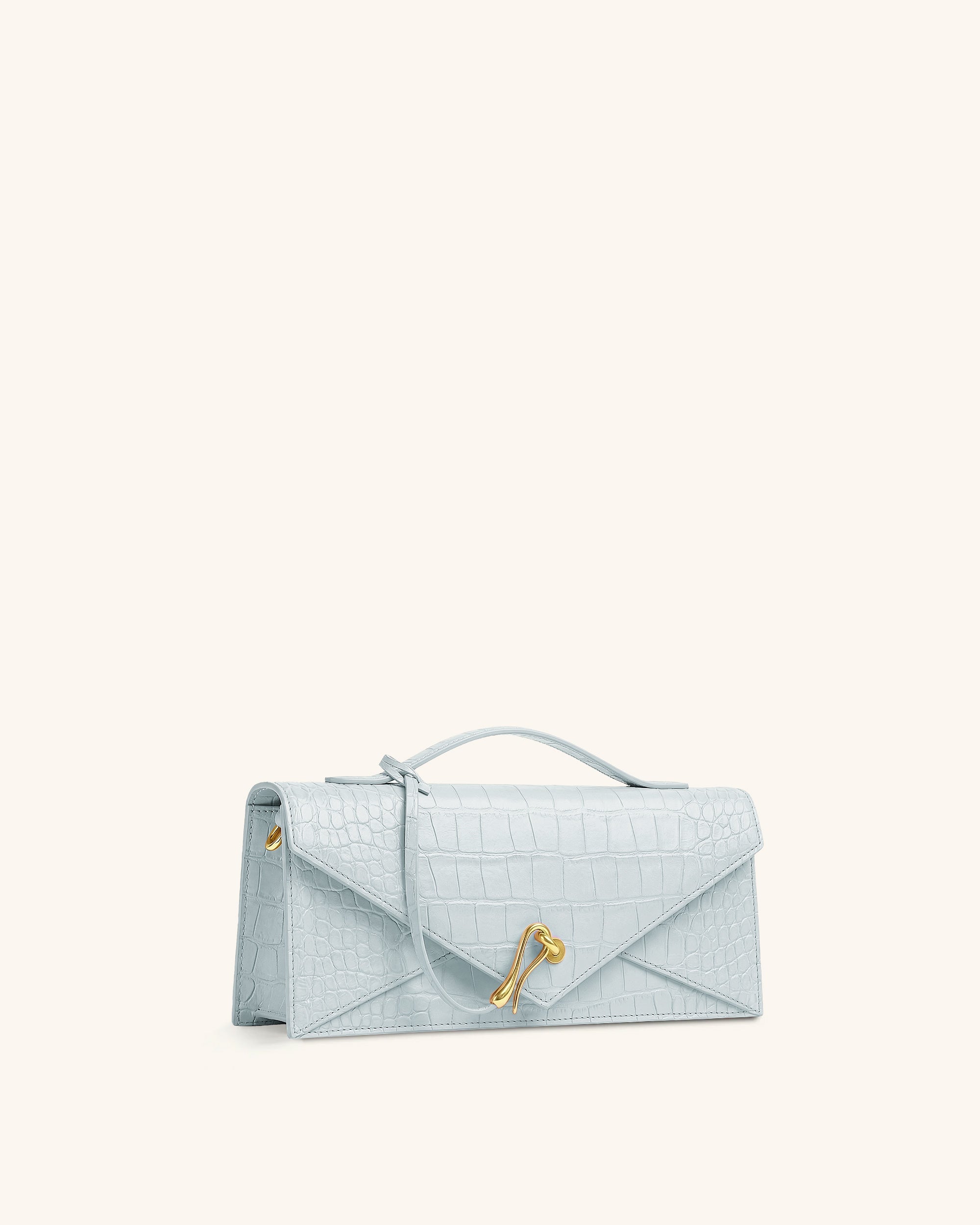 Celeste Envelope Top Handle Bag - Light Blue Croc