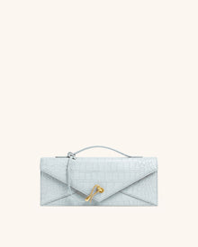 Celeste Envelope Top Handle Bag - Light Blue Croc