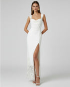 Orchid Embroidered Corset Maxi Dress - White