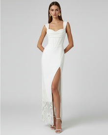 Orchid Embroidered Corset Maxi Dress - White