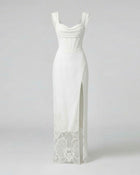 Orchid Embroidered Corset Maxi Dress - White