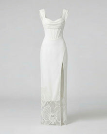 Orchid Embroidered Corset Maxi Dress - White