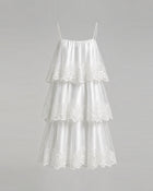 Orchid Embroidered Tiered Tulle Midi Dress - White