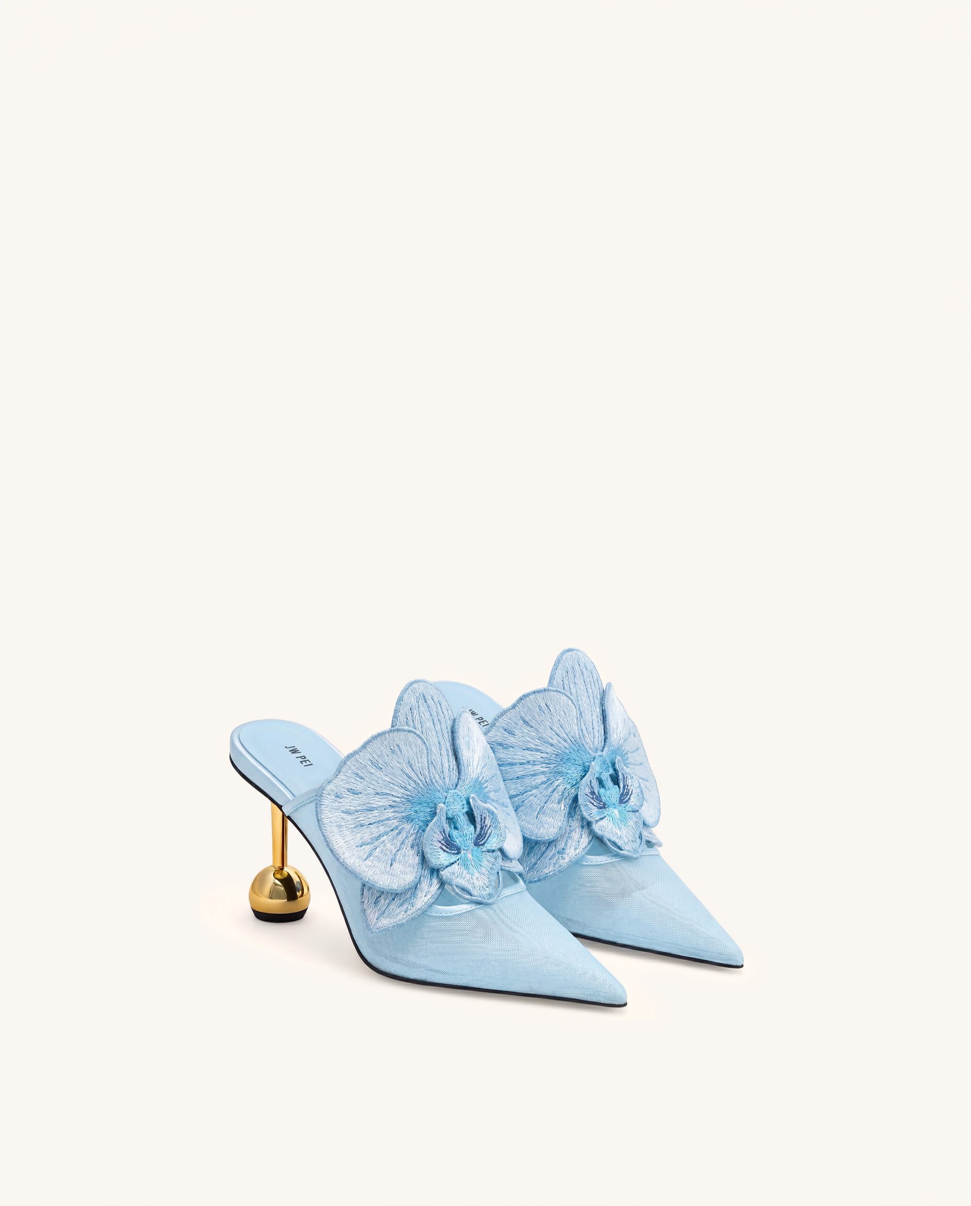 Sofia Orchid Sphere Heel Mules - Blue