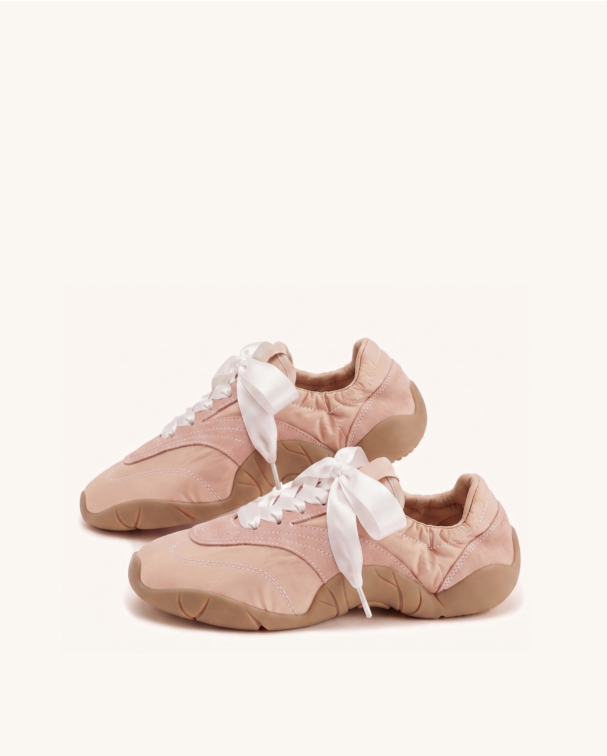 Flavia Ribbon Lace Ballerina Sneakers - Blush Pink