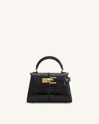 Elise Top Handle Bag - Black Croc