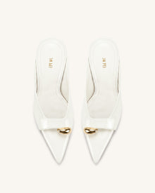 Noemi Pointed-Toe Mule Heels - White