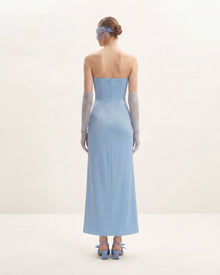 Floral Embroidered Long Dress - Blue